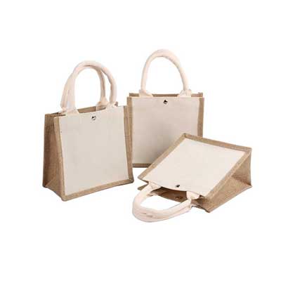 雙拼亞麻帆布袋帶扣子